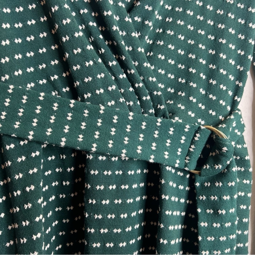 Maeve Anthropolagie M NWT Green Pattern Long Sleeve Dress Vneck Party Event - Picture 13 of 13